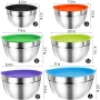 Mixing Bowls with Lids Set, 23 Pcs Kitchen Utensils Stainless Steel Nesting Bowls, Measuring Cups Spoons, 12 Reusable Silicone Stretch Lids Non-Slip Mat Egg Whisk for Baking Cooking by Kosbon - Image 3