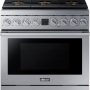 Dacor - 36 in. Wide 6 Burner Transitional 6.3 Cu. Ft. Freestanding Dual Fuel Four-Part Pure Convection Pro-Range with GreenClean - Silver Stainless Steel - Image 1