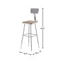 32 in. - 39 in. Height Grey Adjustable Heavy Duty Square Seat Steel Stool with Backrest (2-Pack) - Image 3