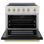 ZLINE - 36 in. Wide 5 Elements Autograph 5.2 Cu.Ft. Paramount Freestanding Induction Range with Bronze Accents & Black Door - Matte Black - Image 2