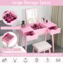 Makeup Vanity Table Set with Flip Top Mirror and 2 Drawers - Image 2