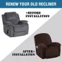 PrimeBeau Luxurious Soft Velvet Recliner Slipcover with Footrest, Sage - Image 3