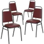 Flash Furniture Hercules Series Trapezoidal Vinyl Banquet Stacking Chairs, Set of 4, Brown Vinyl/Copper Vein Frame - Image 1