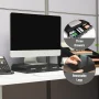 13.5 in. L x 13 in. W x 4 in. H Monitor Stand Desktop Organizer with Storage Drawers Plastic, Black - Image 4