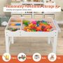 Kids Multi Activity Play Table Wooden Building Block Desk with Storage Paper Roll - White - Image 4