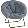 EDX Faux Fur Folding Saucer Chair, Foldable Accent Chair for Adults, Soft Plush Seat, Lightweight & Comfortable, Grey - Image 1
