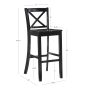 Linon Torino 30" Cross-Back Indoor Wood Bar Stool, Black - Image 2