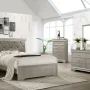 5 piece Amalia Queen Champagne Silver Upholstered Panel Bedroom Set - Image 1