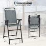 Blue Patio Folding Bar Stool Set of 2 with Metal Frame and Footrest - Image 3