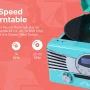 Victor Vintage 7-in-1 Turntable Music Center with Built-in Speakers, Bluetooth, Radio, USB, Turquoise - Image 5