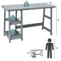 Wooden Trestle Computer Desk with 2-Tier Removable Shelves - Image 4