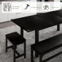 iPormis 5-Piece Dining Table Set for 4-8 People, Extendable Kitchen Table Set with 2 Benches and 2 Square Stools, Black - Image 4