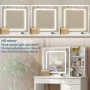 5-Drawers White Wood Makeup Vanity Sets Dressing Table Sets With LED Push-Pull Mirror, Stool and Storage Shelves - Image 6