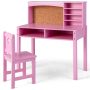 Kids Desk and Chair Set with Hutch and Bulletin Board for 3+ Kids - Pink - Image 3