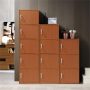 Hodedah 3 Shelf 3 Door Multi-Purpose Wooden Bookcase in Cherry Finish - Image 5