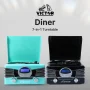 Victor Vintage 7-in-1 Turntable Music Center with Built-in Speakers, Bluetooth, Radio, USB, Turquoise - Image 1