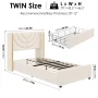 Homfa Queen Size LED Bed Frame with Storage, Wingback Platform Bed with Velvet Upholstered Headboard, Off-White - Image 3