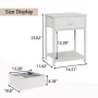 Furologee Nightstand with Storage Shelf & Fabric Drawer, 2 Tiers End Table, Sturdy Bedside Table for Bedroom, Living Room, White - Image 2