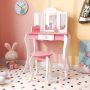 Kid's Wooden Vanity Table and Stool Set with 3-Panel Acrylic Mirror - Image 2
