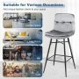 Gray 2 Pieces 29 Inch Velvet Bar Stools Set with Tufted Back and Footrests - Image 5