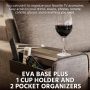 Sofa Tray Table with EVA Base and Couch Cup Holder. Remote Control and Cellphone Organizer Holder, Arm Rest Organizer, Arm Rest Table with Pockets. Fits Over Square Chair arms. (Dark Brown) - Image 2