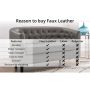 48 in. Black Love Seat, Button Tufted Faux Leather Barrel Loveseat, Midcentury Modern 2 Seater Couch, Small Loveseat - Image 4