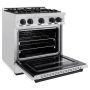 ZLINE - 30 in. Wide 4 Burner 4.2 cu. ft.  Autograph Classic Dual Fuel Freestanding Satin Steel Range with Black Accents - Stainless Steel - Image 3