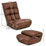 Coffee 4-Position Adjustable Floor Chair Folding Lazy Sofa with Side Pocket - Image 5