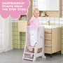 Toddler Kitchen Stool Baby Standing Tower with Chalkboard and Whiteboard - Image 4