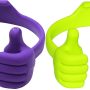 HONSKY Thumbs-Up Phone Stand for Tablets, E-Readers and Smart Phones – Green/Purple – 2 Count - Image 1
