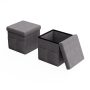 Charcoal Gray Foldable Storage Cube Ottoman with Pockets (Set of 2) - Image 6