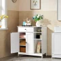 Zimtown Wooden 2-Door Bathroom Cabinet Storage Organizer with 2 Shelves& 1 Drawer & Three-layer Side Rack, White - Image 6