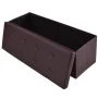 Costway 45''x15''x15'' Large Folding Storage Faux Leather Ottoman Pouffe Box Stool Brown - Image 5