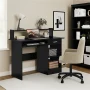 Alden Design Wooden Home Office Computer Desk with Drawers and Keyboard Tray, Black - Image 2