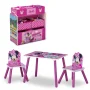Minnie Mouse 4-Piece Wood Toddler Playroom Set – Includes Table, 2 Chairs & Toy Bin, Pink - Image 1
