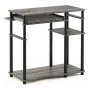 Furinno ABBOTT Wood Computer Desk with Bookshelf in French Oak Gray/Black - Image 2