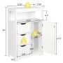 ZENY Bathroom Floor Cabinet, Free Standing Storage Cabinet with 3 Drawers and Adjustable Shelf, Modern Cupboard for Home Living Room Office, White - Image 3