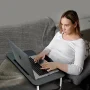 PHANCIR Foldable Lap Desk, 23.6 Inch Portable Wood Laptop Desk Table Workspace Organizer Bed Tray with iPad Slots, Cup Holder and Drawer, Anti-Slip for Working Reading Writing, Eating, Watching-Black - Image 2