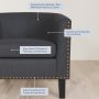 BELLEZE Modern Tub Barrel Linen Accent Chair - Kyara (Gray) - Image 3