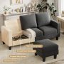 3 Seat L-Shaped Sofa With Linen Fabric Sectional Sofa Couch Movable Ottoman - Image 6