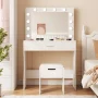Vanity Table Set with Lighted Mirror,Makeup Vanity with Lights, Large Drawer Sturdy Wood Vanity, White - Image 3
