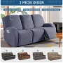 TAOCOCO Recliner Sofa Covers 3 Pieces Reclining Couch Covers for 3-Seater Sofa Furniture Protector w/ Pockets, Dark Gray - Image 3