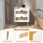 Modern End Table Bedside Table with 2 Rattan Decorated Drawers - Image 6