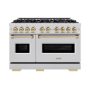 ZLINE - 48 in. Wide 8 Burner Autograph Classic Double Oven Dual Fuel Freestanding Range w/ Champagne Bronze Accents - Stainless Steel - Image 1