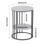 2 Tier Sintered Stone End Table Round White Sofa Side TableSmall Coffee Table with Black Frame - Modern Bedside Nightstand - Image 6