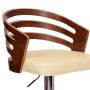 Adele 25-32 in. Cream/Chrome Low Back Metal Adjustable Height Swivel Bar Stool with Faux Leather Seat - Image 6
