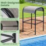 Set of 2/4 Patio Metal Bar Stools with Curved Fabric Seat - Image 6