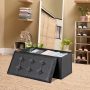 30 inches Folding Storage Ottoman 80L Storage Bench for Bedroom Hallway Black - Image 5