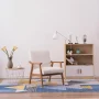 Ktaxon Mid-Century Accent Chair Modern Arm Chair with Solid Wood Frame,Teddy Velvet Fabric Club Chair,Beige - Image 4
