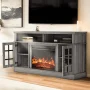 CHITOOMA 1400W Electric Fireplace TV Stand TV Console with 23″ Fireplace for up to 75 inch TVs with Adjustable Shelves,Grey - Image 5